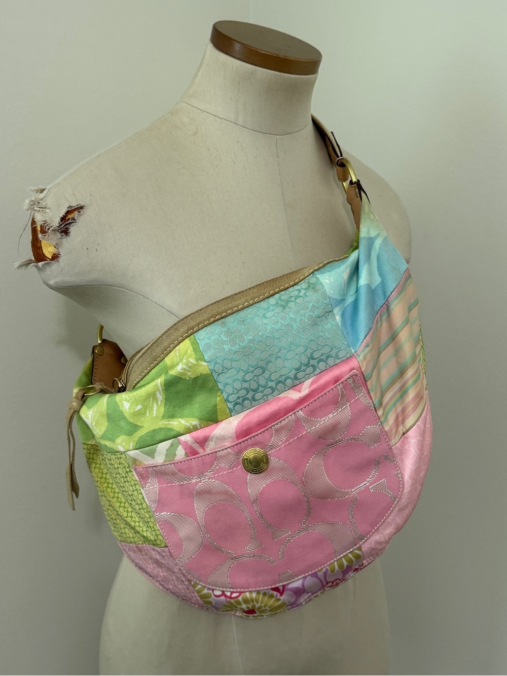Coach Y2K 90’s Patchwork Shoulder Bag ~ Signature Print Crescent Hobo Vintage - Picture 4 of 12